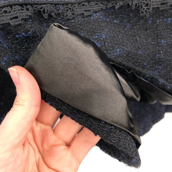 ELIE TAHARI Blazer Jacket Wool Alpaca Mohair Blue Black Textured Unique M Women - Picture 8 of 12